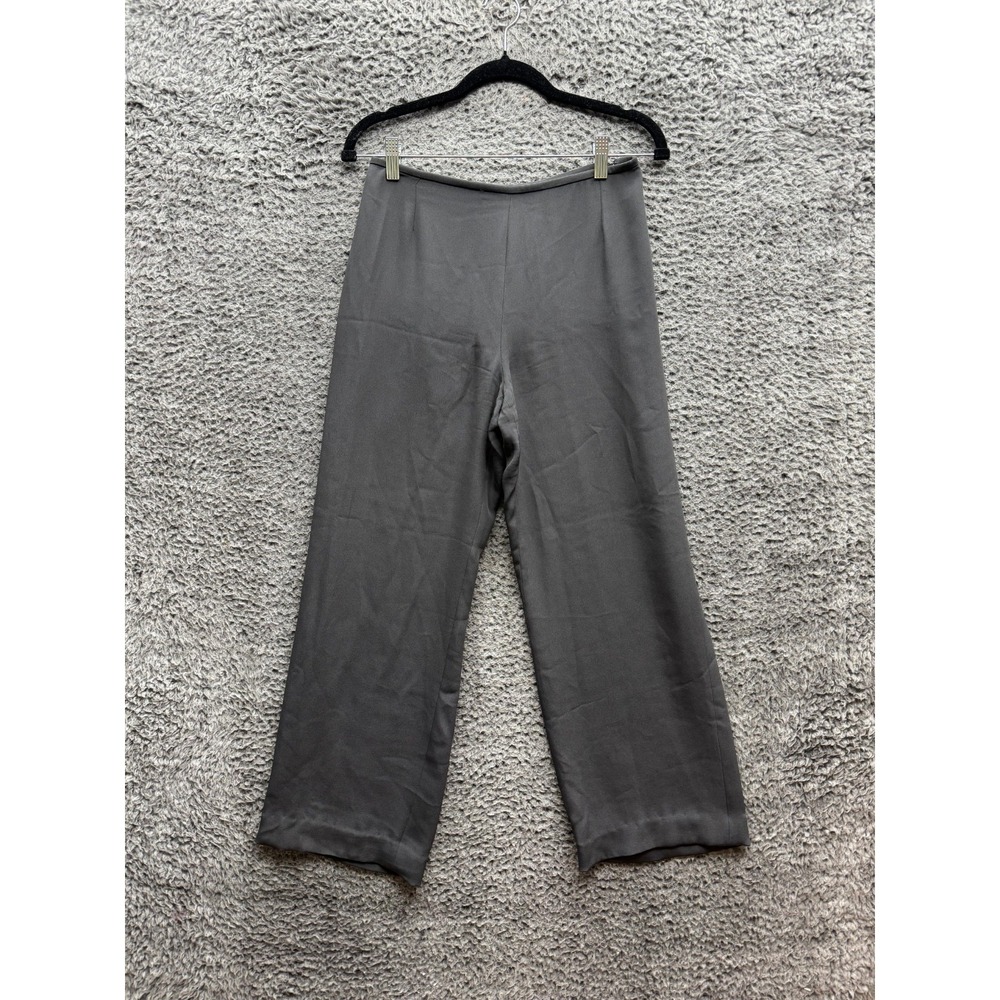 Armani Collezioni Antinea Srl Silk Blend Wide Leg Trousers Grey Womens Size 8